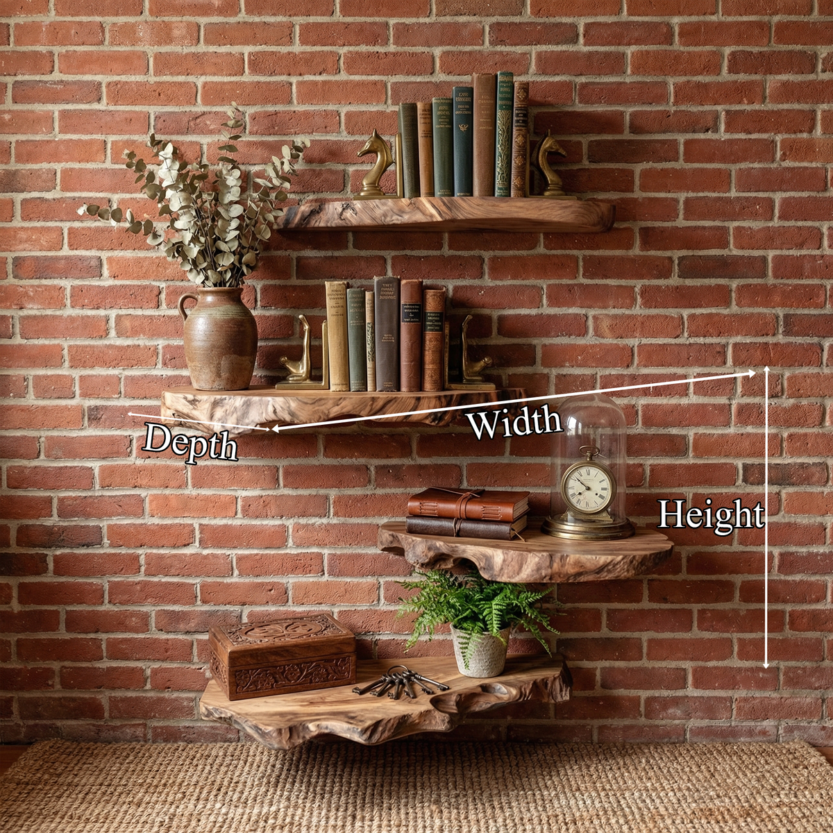 Modern Live Edge Corner Floating Shelves