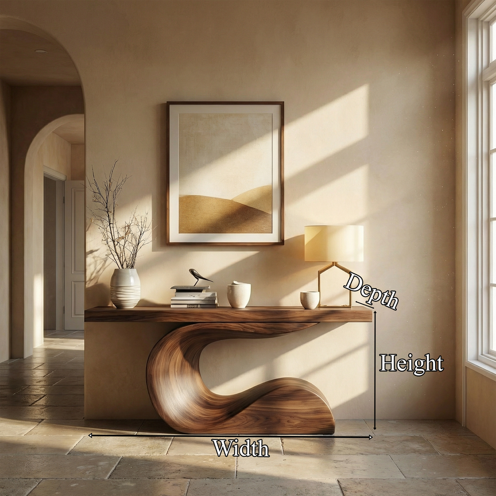 Modern Curved Sculptural Console Table
