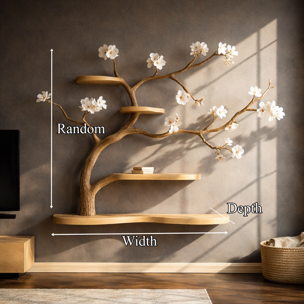 Rustic Tree-Inspired Wall Mounted Shelf