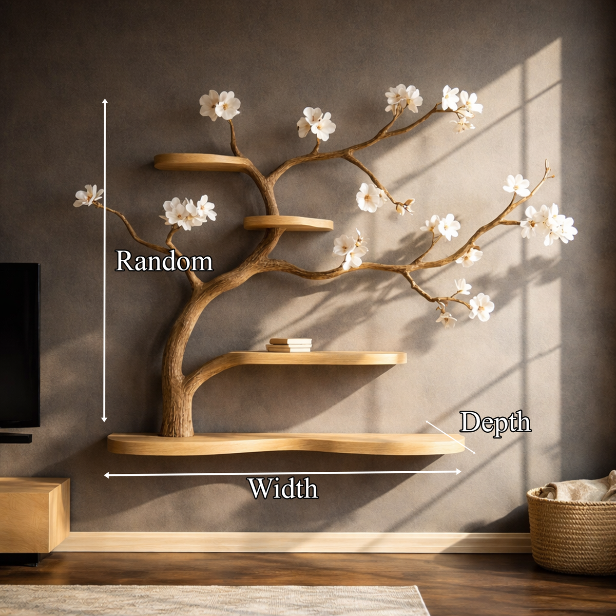 Rustic Tree-Inspired Wall Mounted Shelf