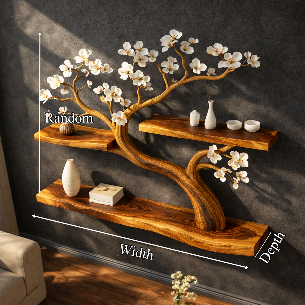 Rustic Tree Shelf Wall Decor Handmade For Entryway