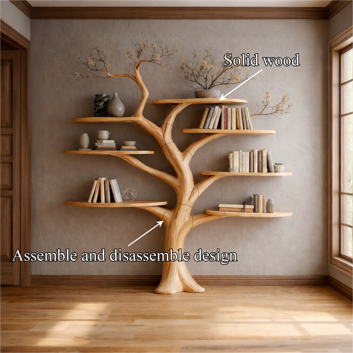 Midcentury Sculptural Wood Tree Bookshelf