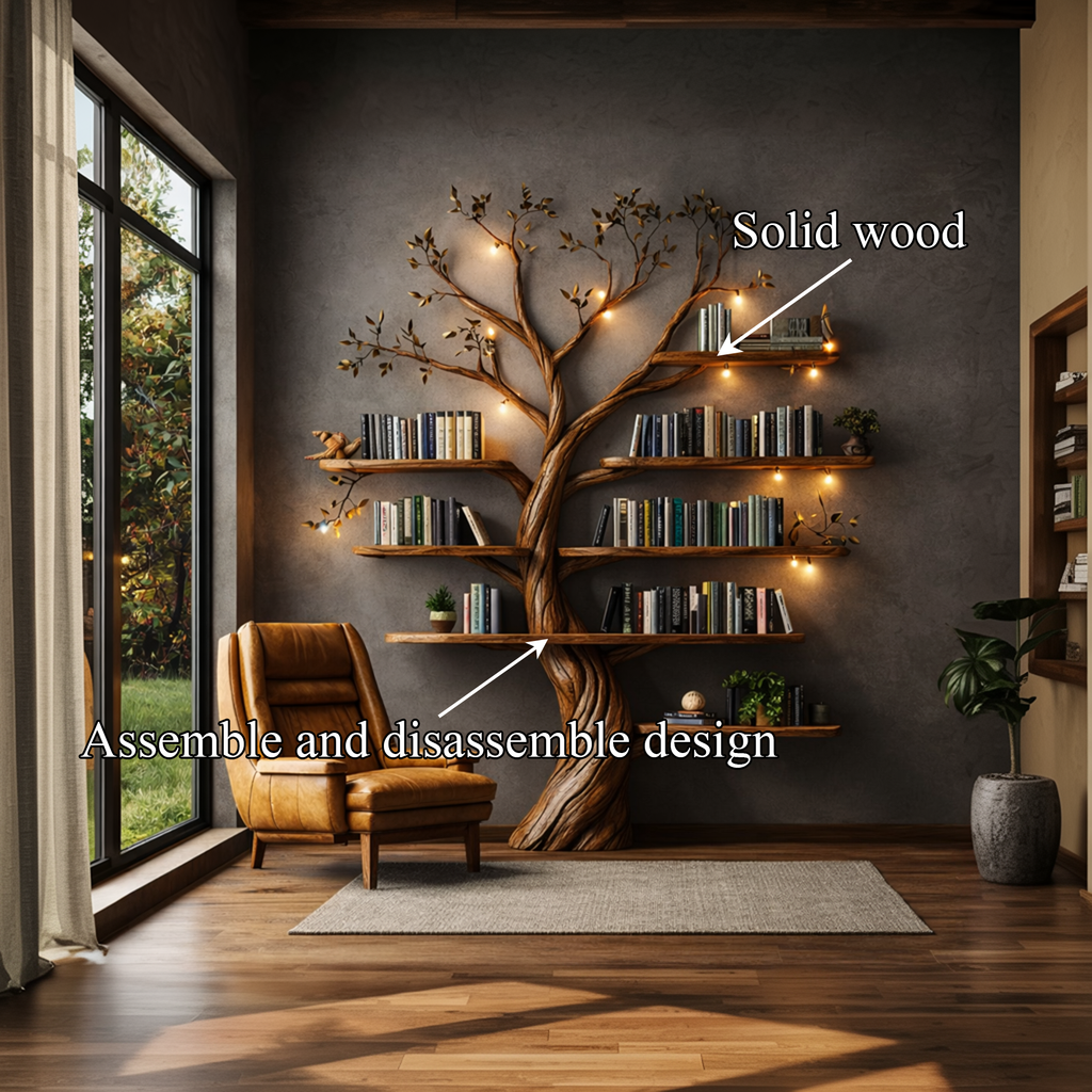 Rustic Nature-Inspired Tree Display Bookcase