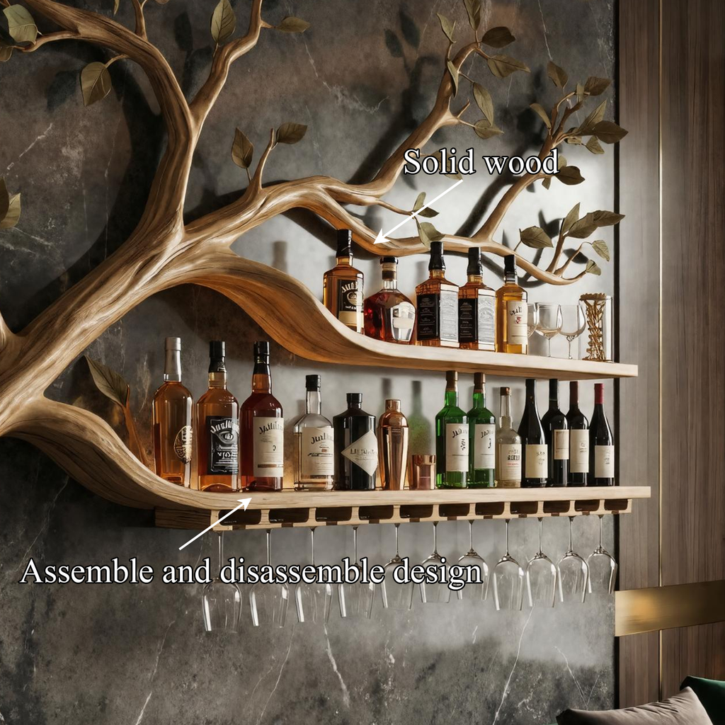Farmhouse Wooden Wine Rack Wall Mounted Shelf For Kitchen Dining Room Home Bar