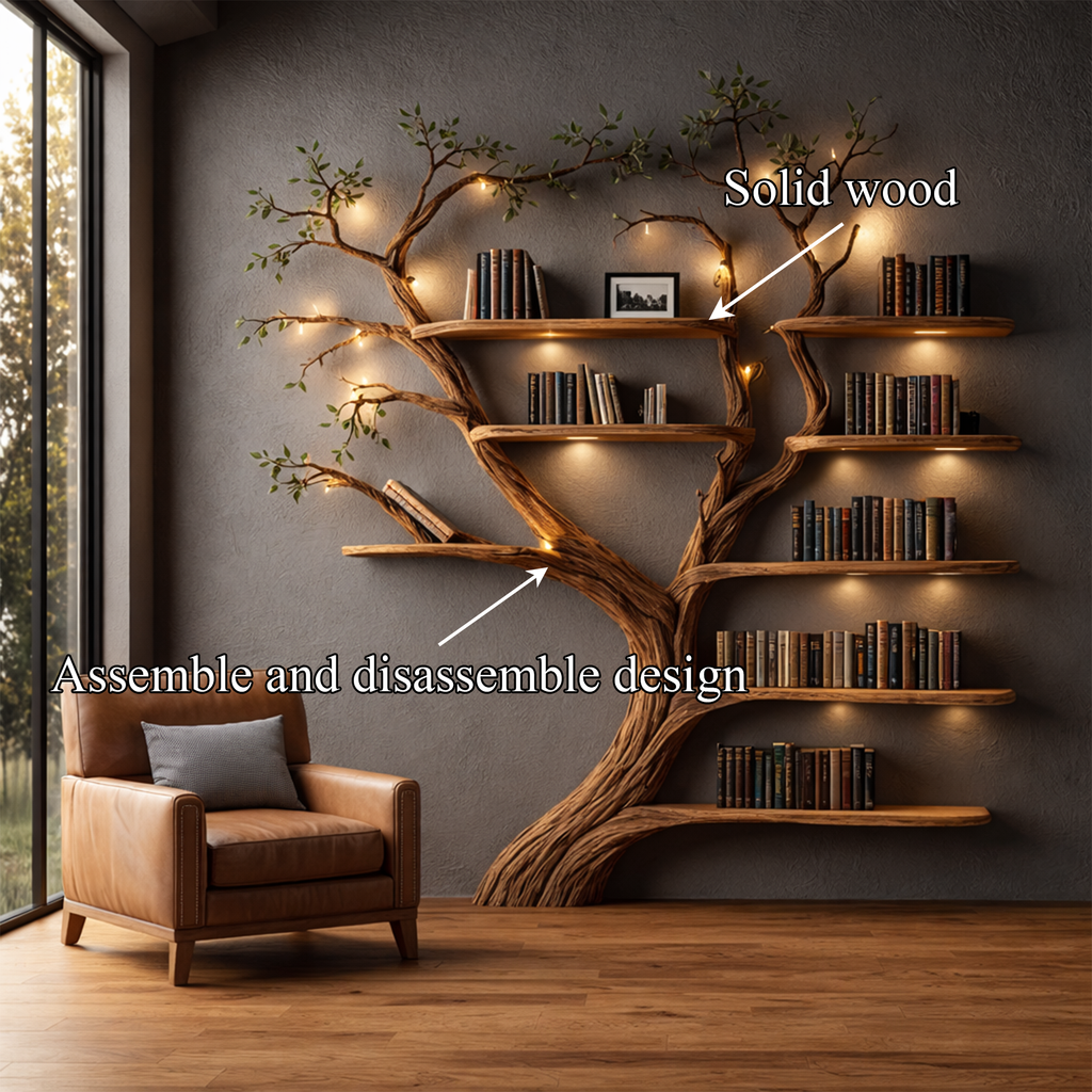 Rustic Organic Wood Tree Bookshelf