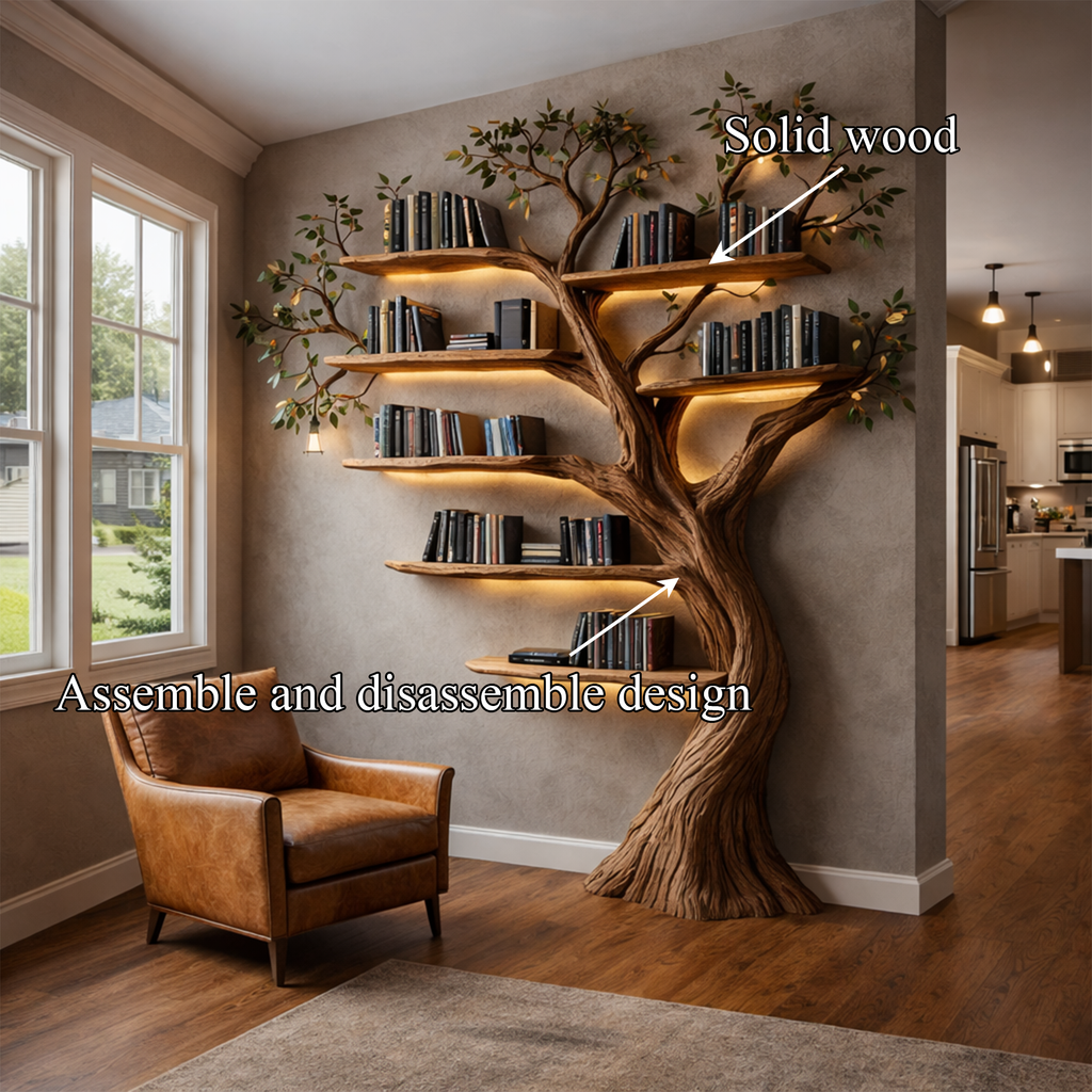 Rustic Woodland Wood Tree Bookshelf