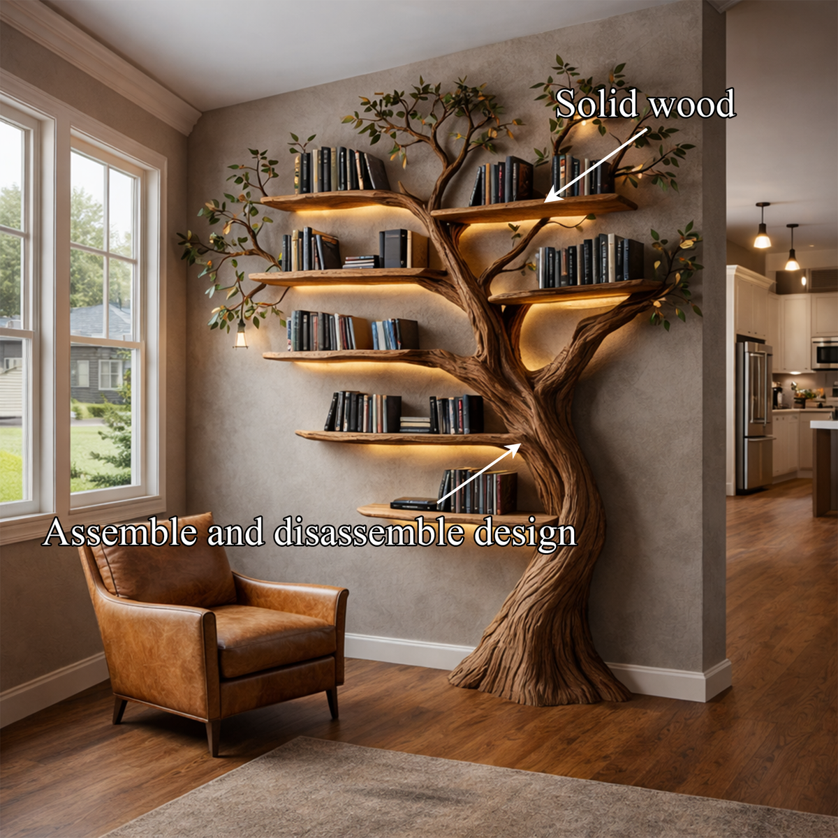 Rustic Woodland Wood Tree Bookshelf