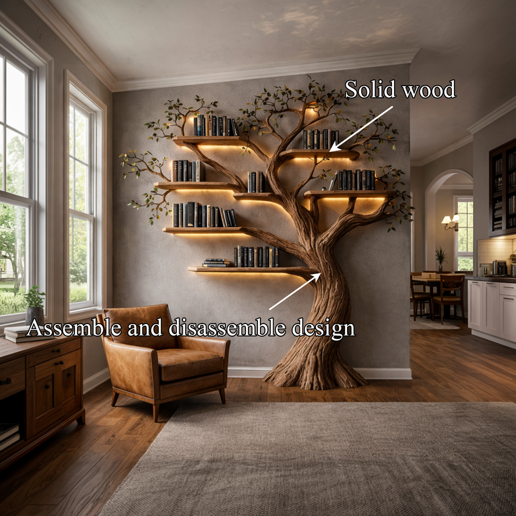 Rustic Nature Inspired Tree Bookshelf