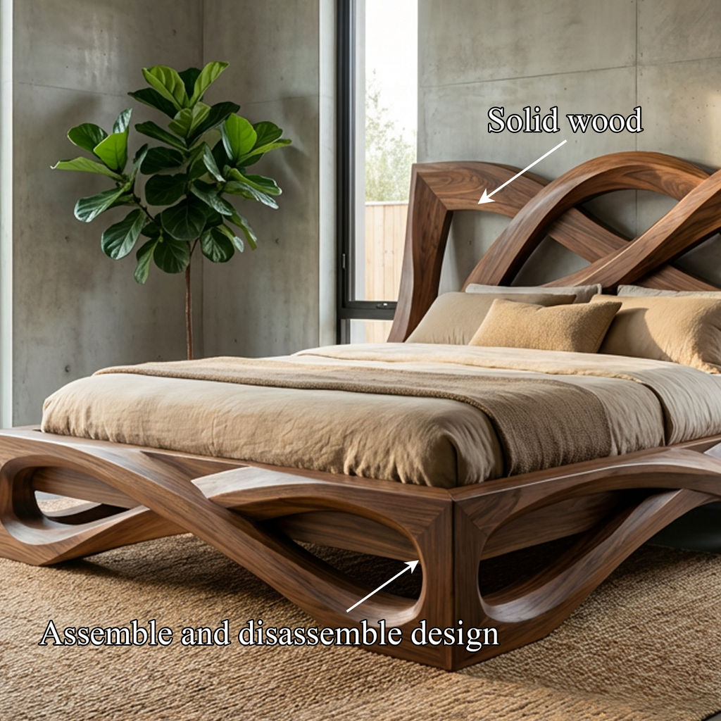 Rustic Organic Shape Bed Frame For Bedroom And Living Space