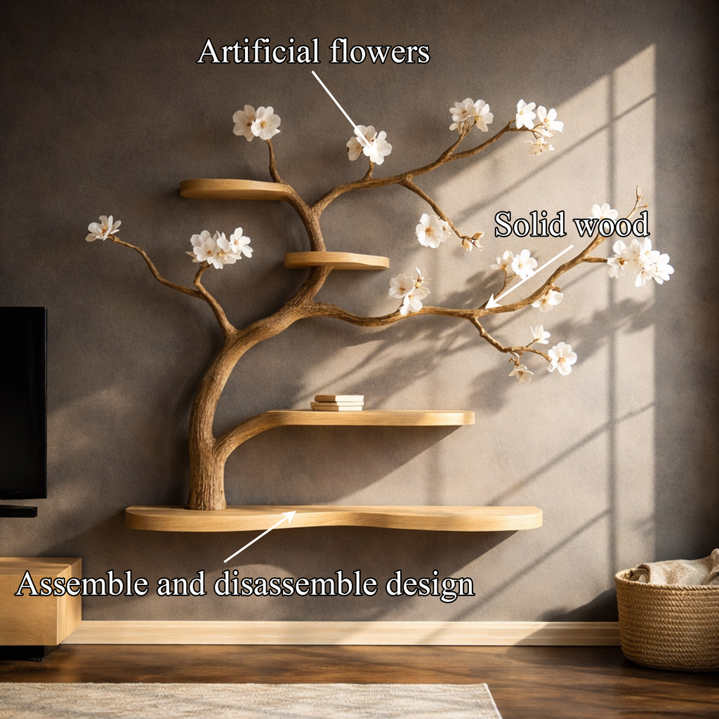 Rustic Tree-Inspired Wall Mounted Shelf