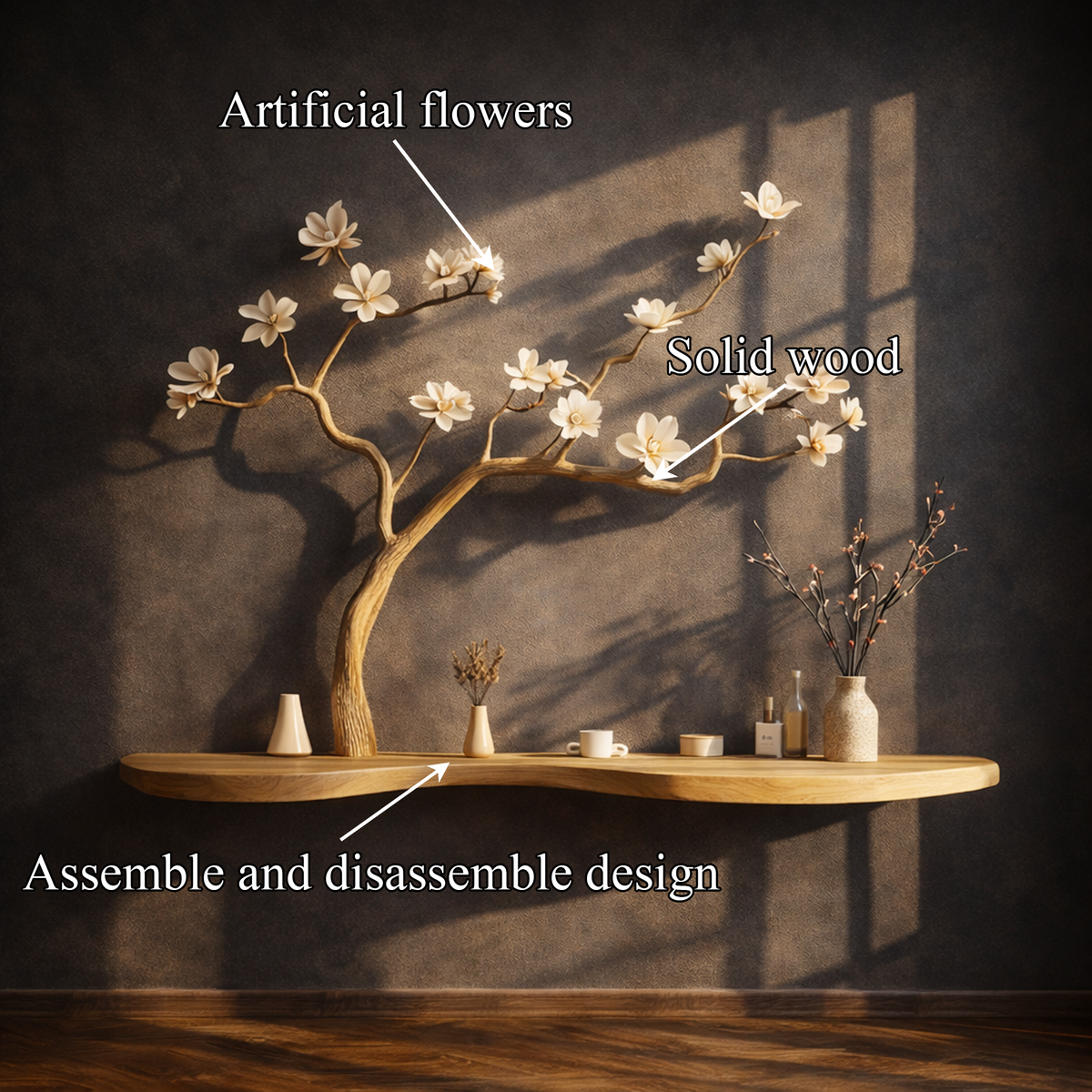 Rustic Natural Wood Tree Bookshelf