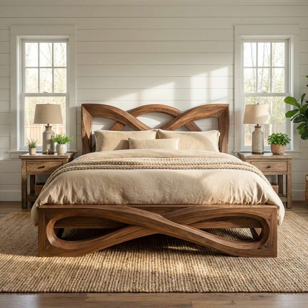Rustic Organic Shape Bed Frame For Bedroom And Living Space