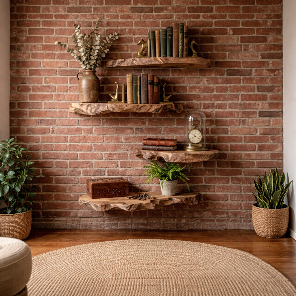 Modern Live Edge Corner Floating Shelves