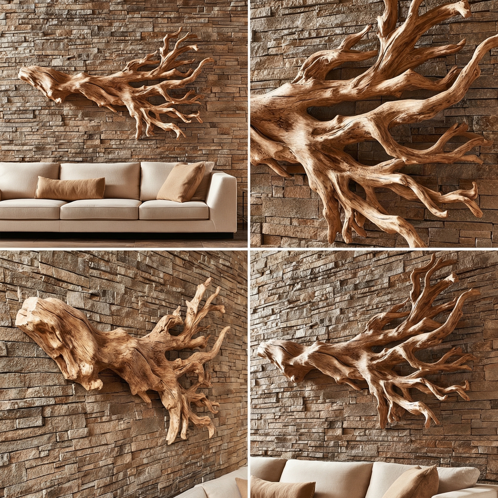 Rustic Driftwood Branch Wall Sculpture Living Room