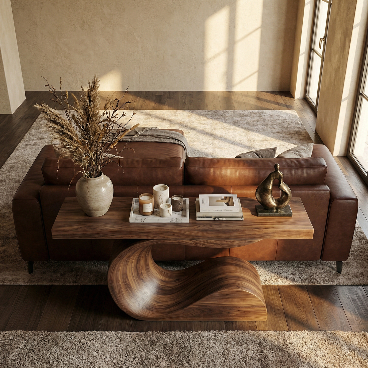 Modern Curved Sculptural Console Table