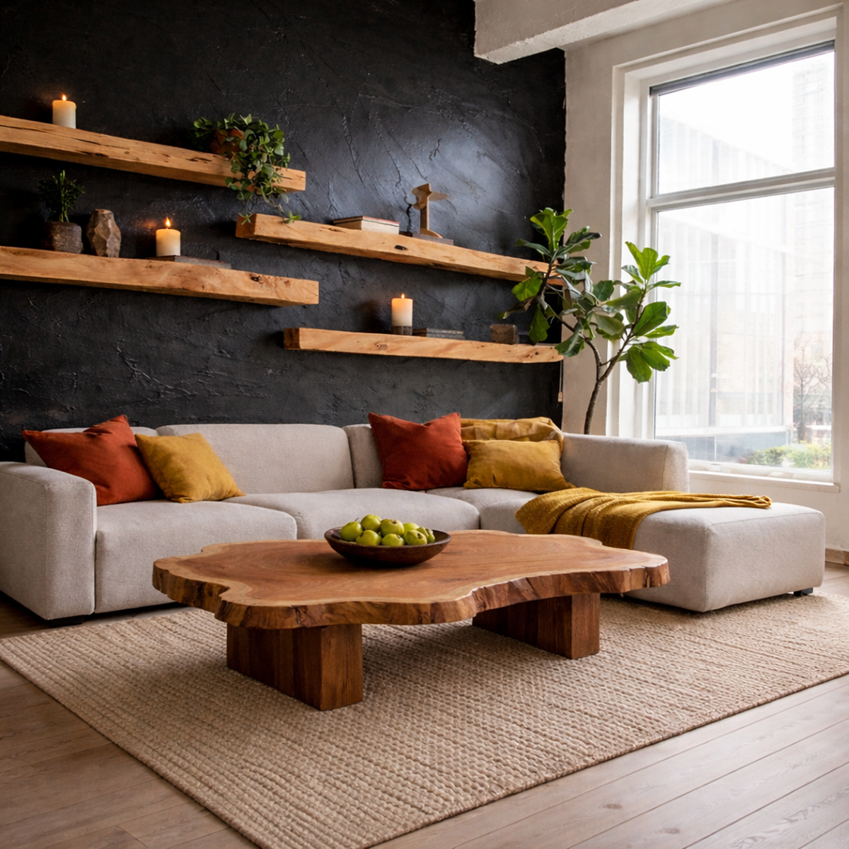 Live Edge Solid Wood Coffee Table