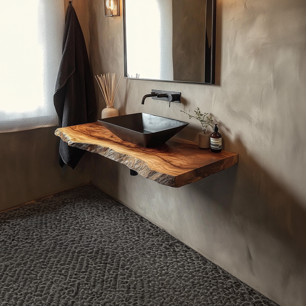 Rustic Bathroom Vanity Shelf Live Edge Wood Bathroom Display