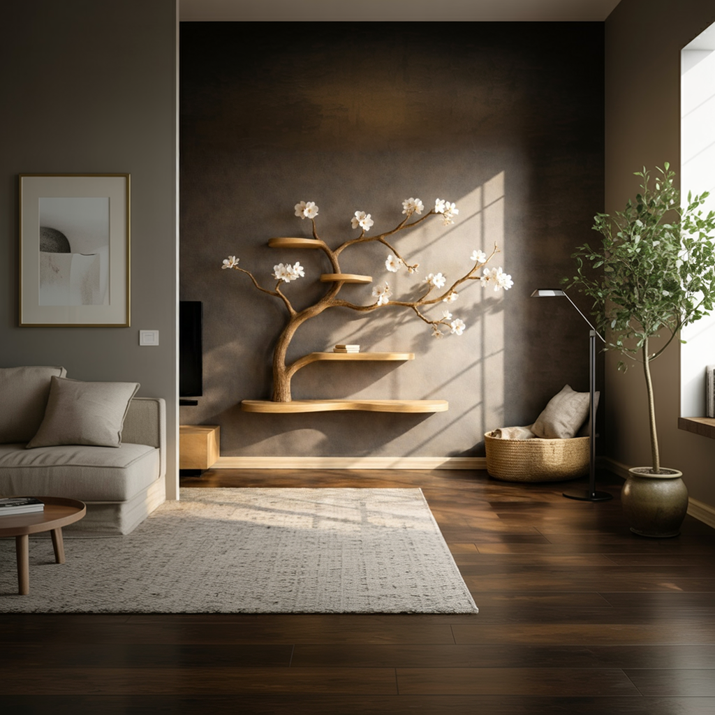 Rustic Tree-Inspired Wall Mounted Shelf
