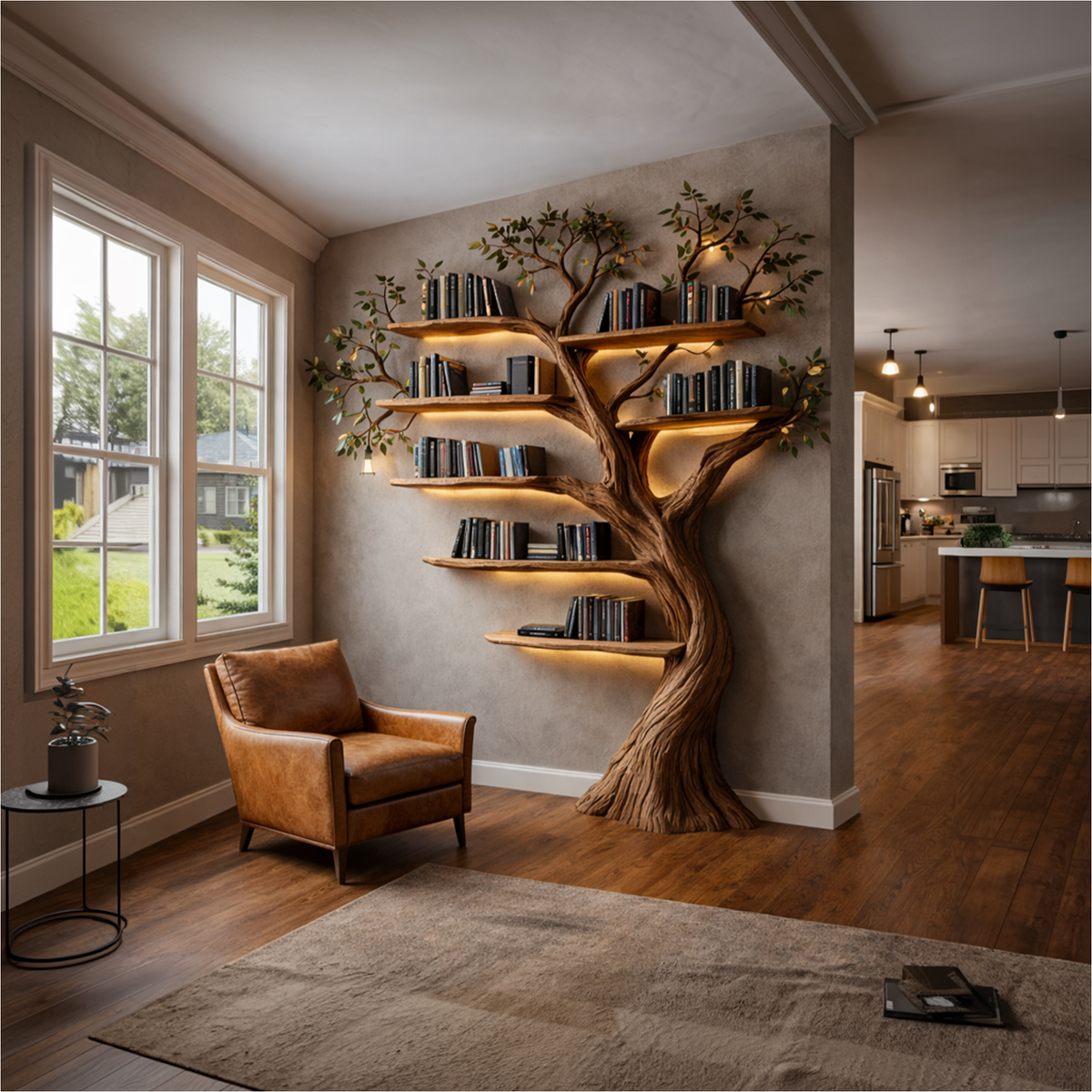 Rustic Woodland Wood Tree Bookshelf