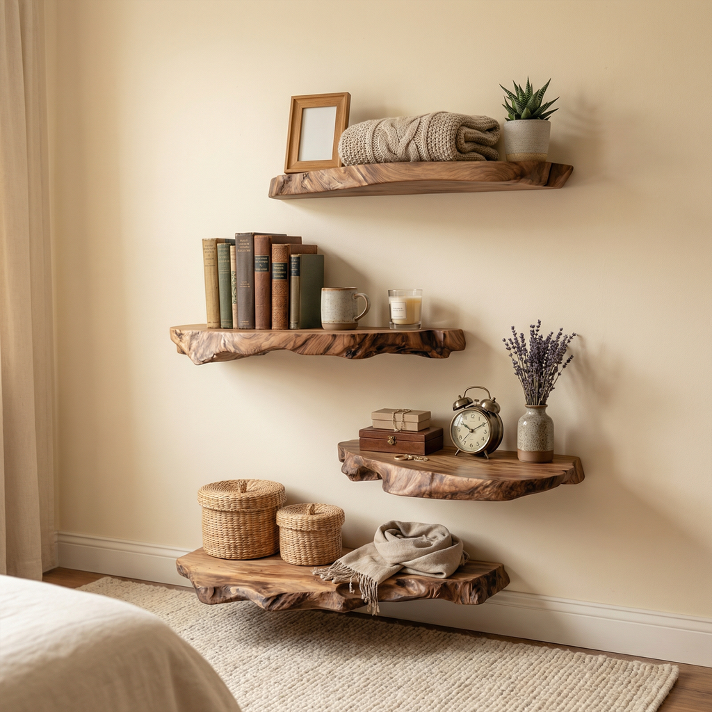 Modern Live Edge Corner Floating Shelves