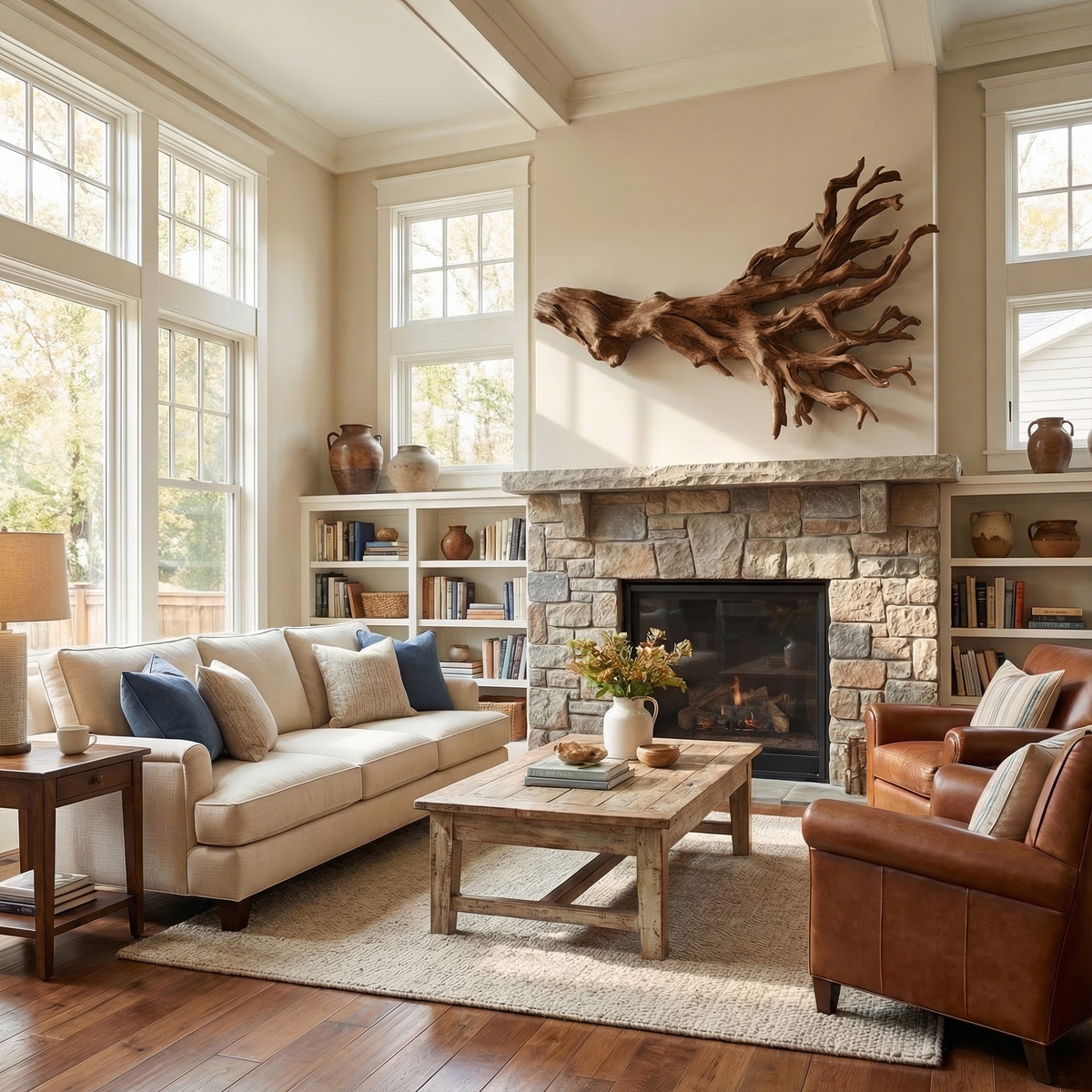 Rustic Driftwood Branch Wall Sculpture Living Room