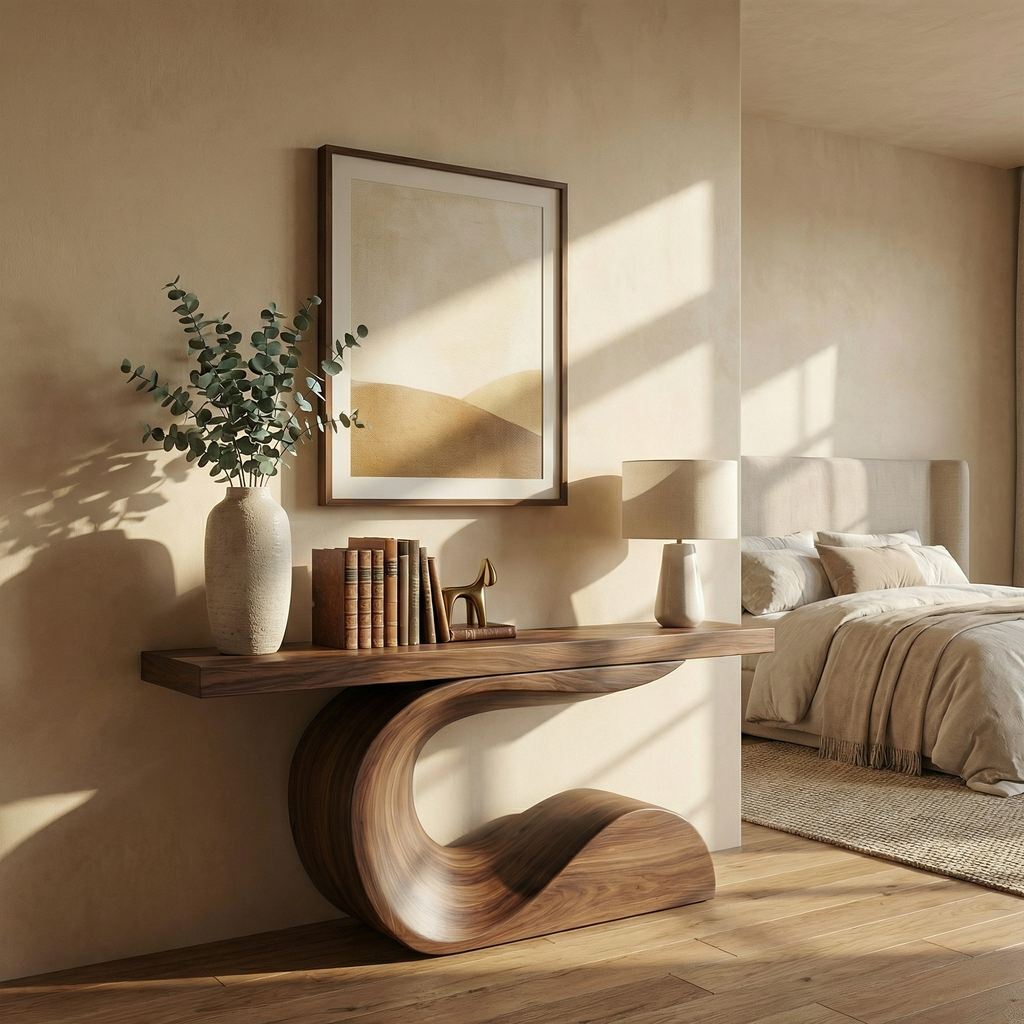 Modern Curved Sculptural Console Table
