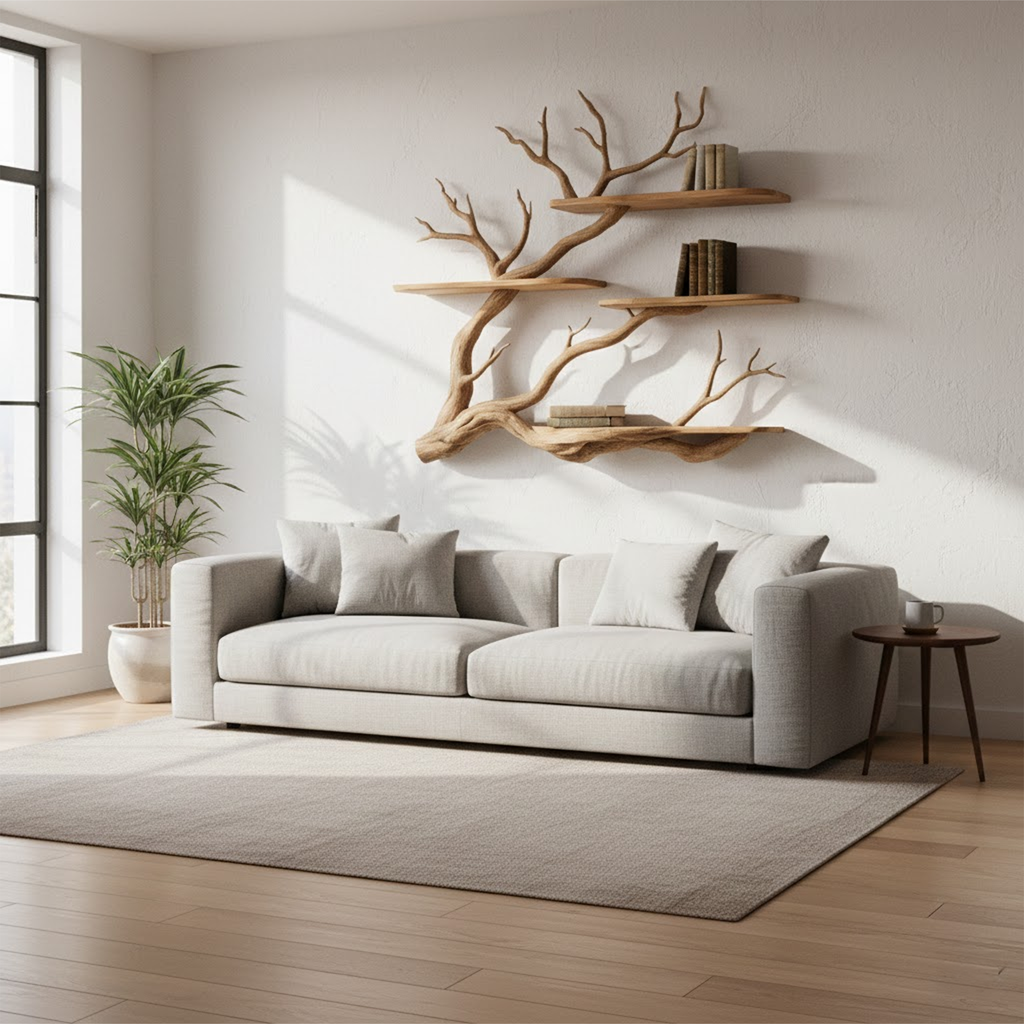 Nature Inspired Floating Wall Shelf