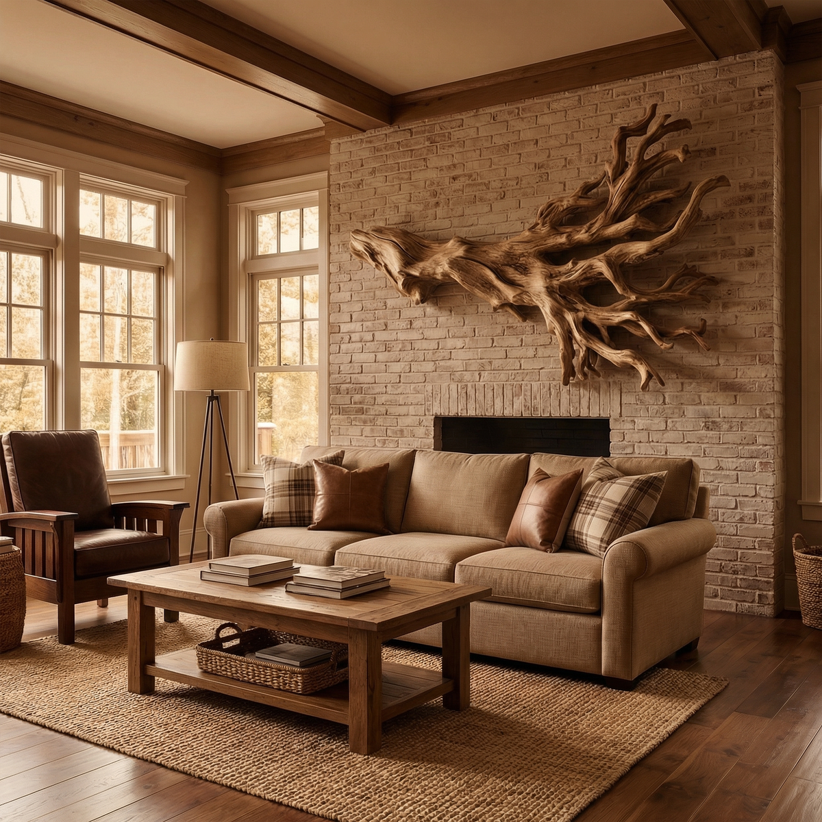 Rustic Driftwood Branch Wall Sculpture Living Room