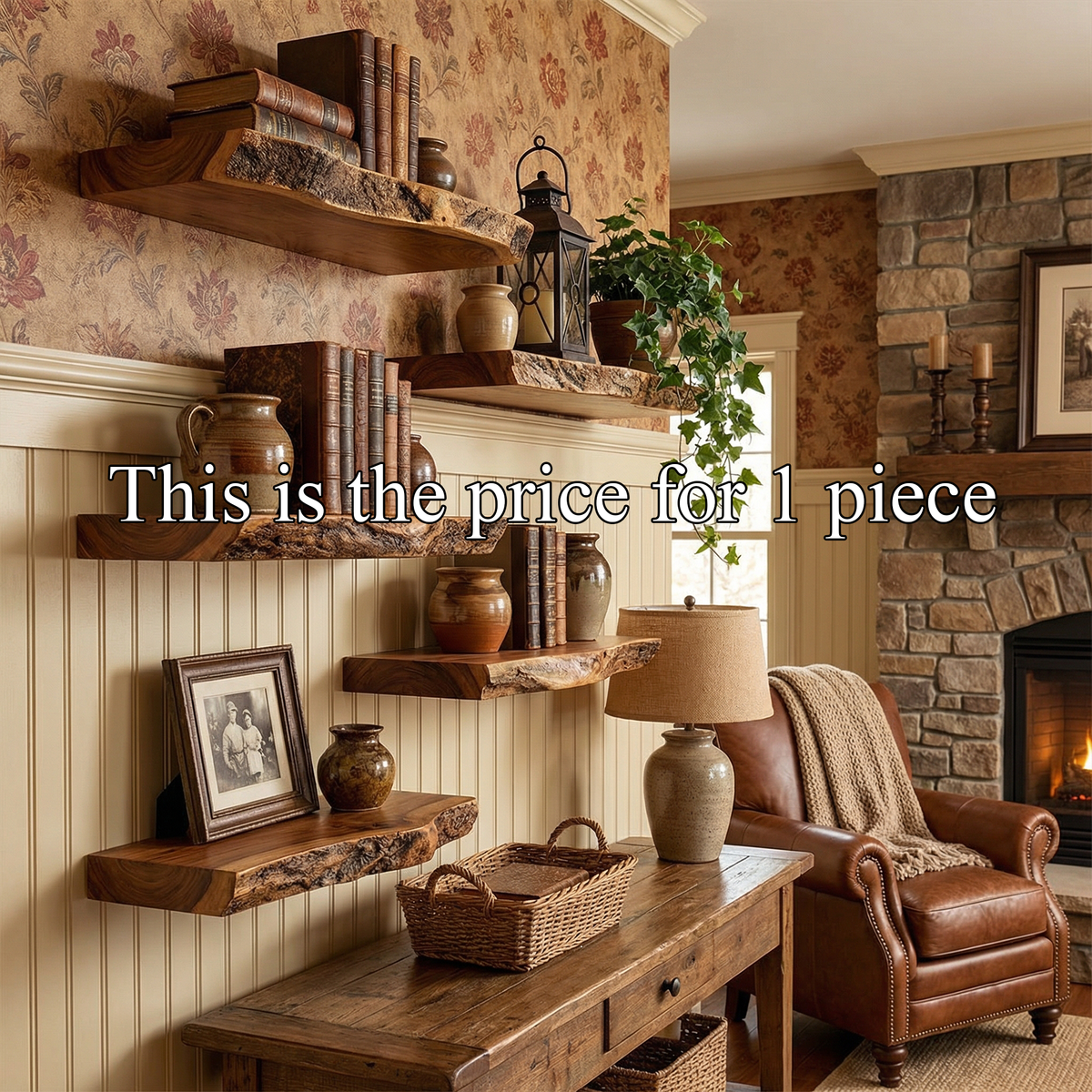 Rustic Floating Wall Shelves Solid Wood Vintage Home Display