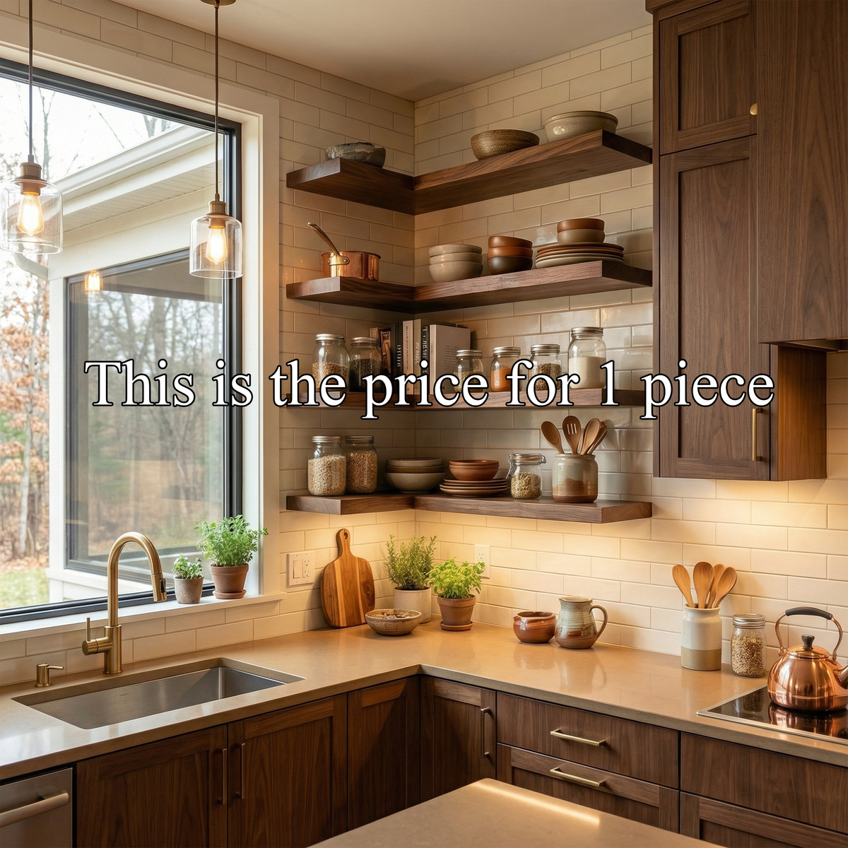 Modern L Shape Floating Kitchen Shelves Corner Wall Storage Display