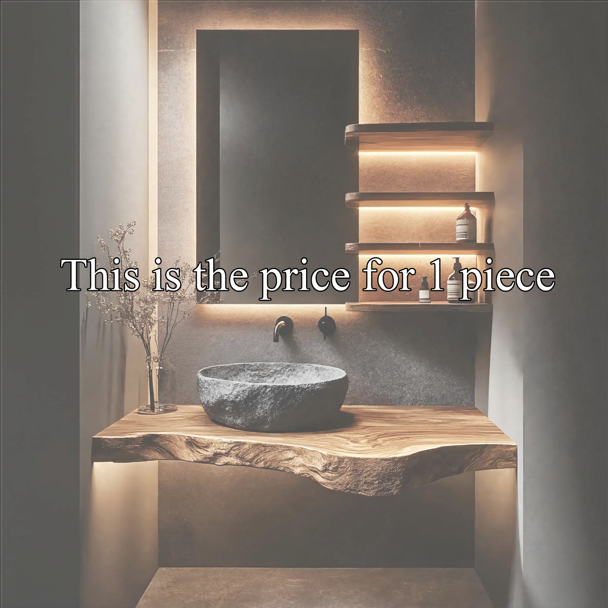 Wabi Sabi Bathroom Vanity Floating Wood Countertop Shelf