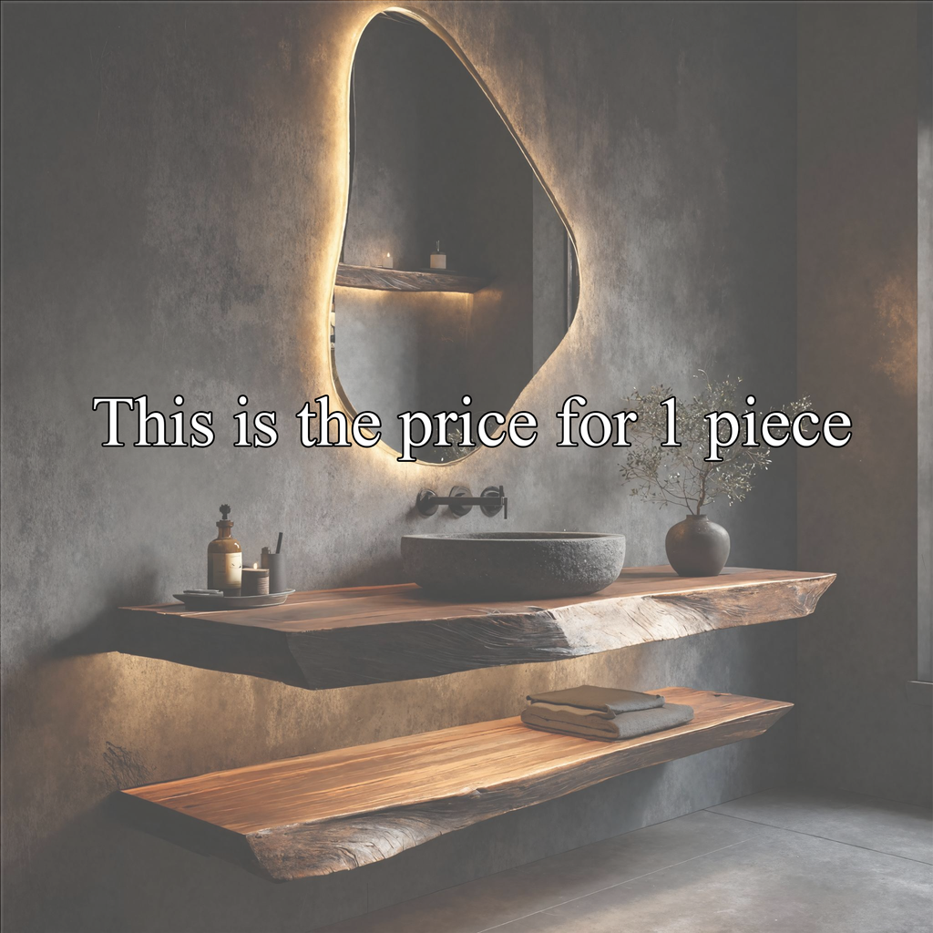 Organic Modern Bathroom Vanity Wall Mounted Wood Shelf