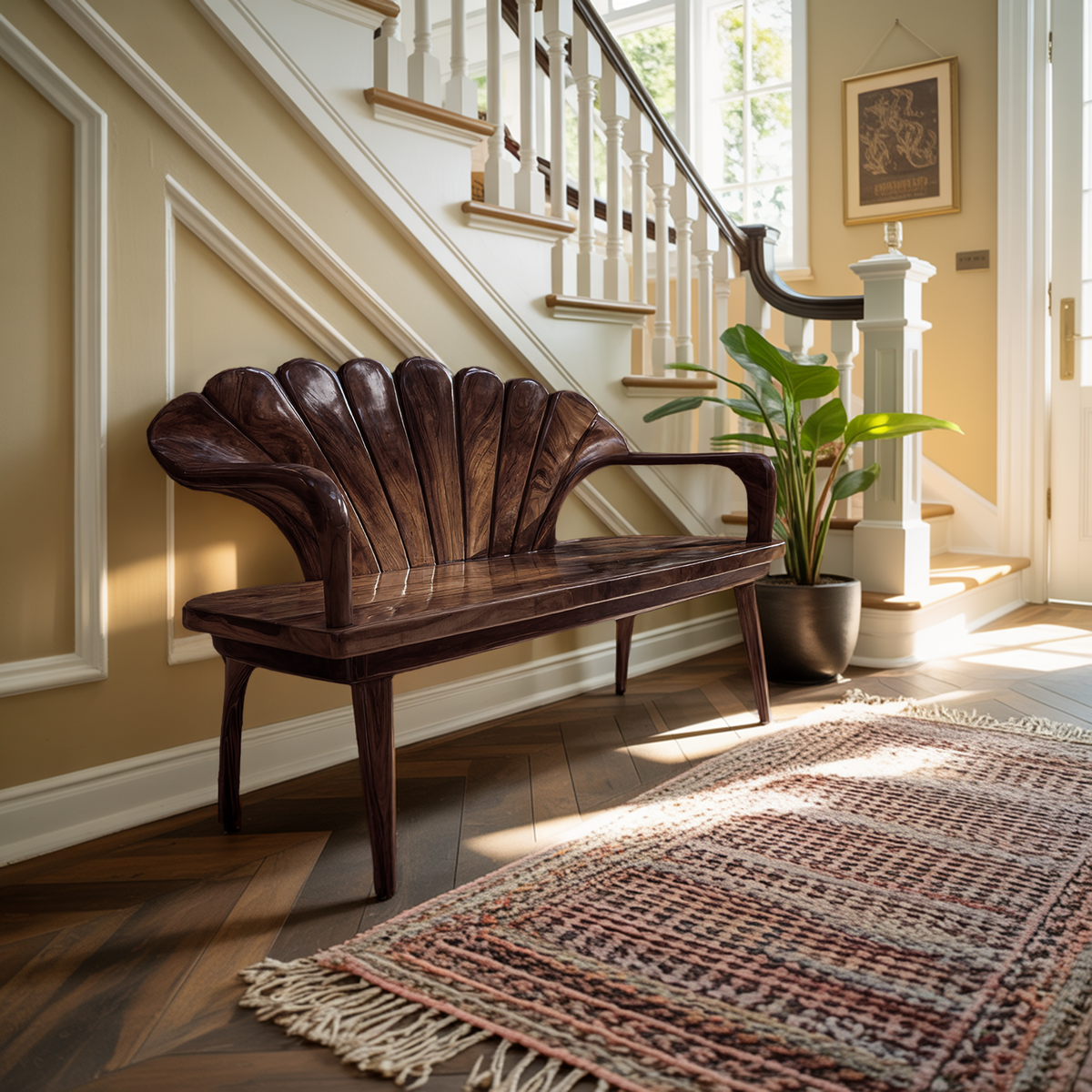 Handcrafted Solid Wood Entryway Bench