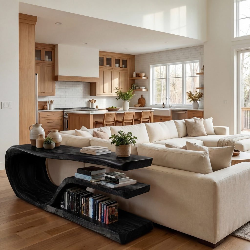 Modern Wood Console Table With Storage For Living Room