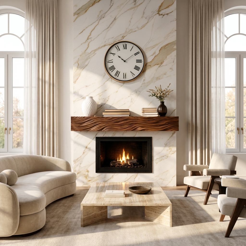 Rustic Wooden Floating Fireplace Mantel For Living Decor