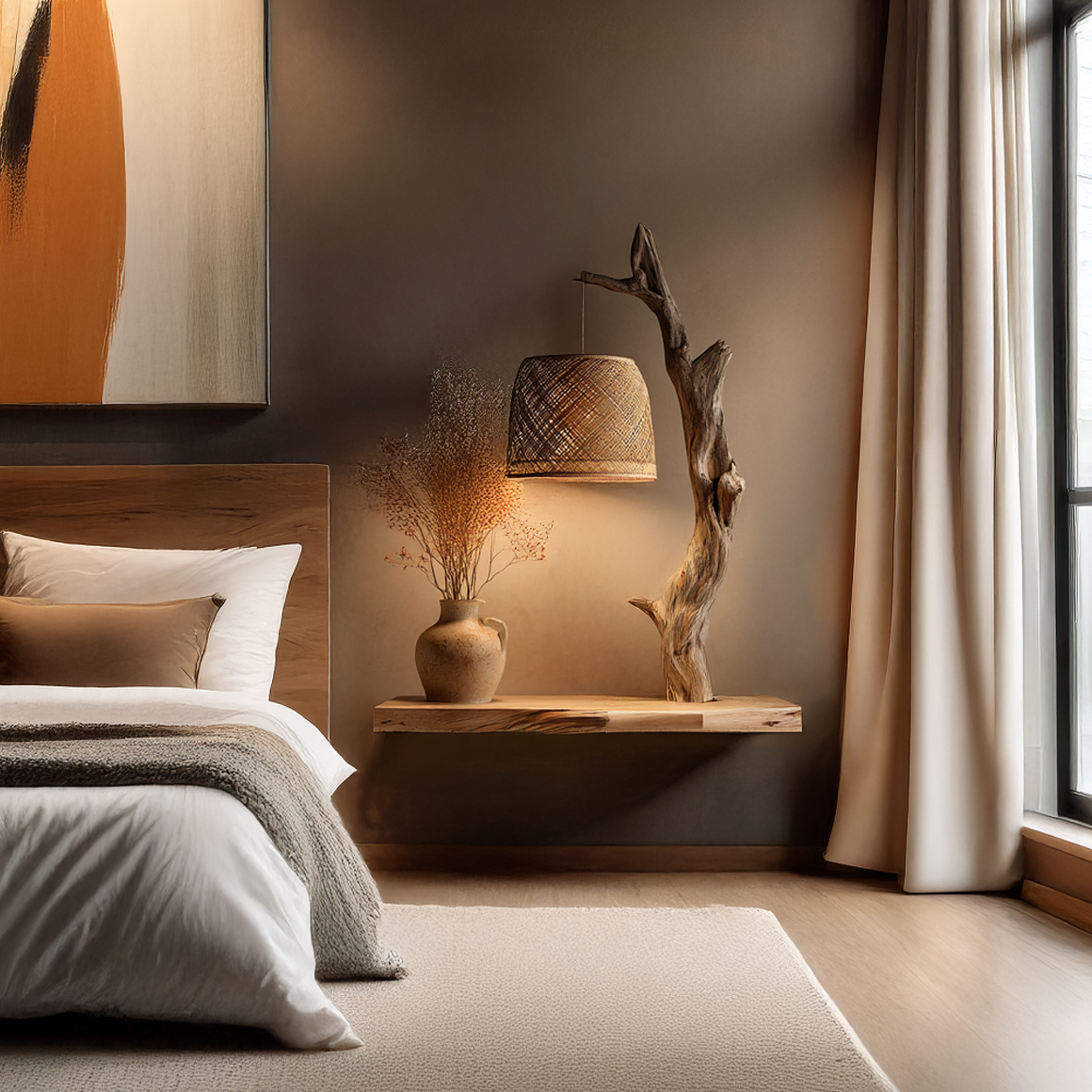 Sculptural Solid Wood Floating Shelf