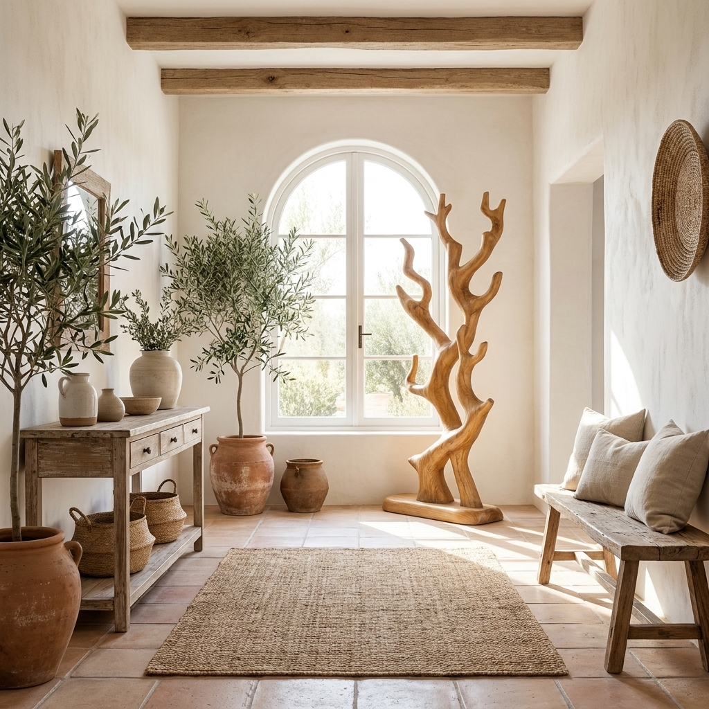 Rustic Tree Branch Coat Rack Stand