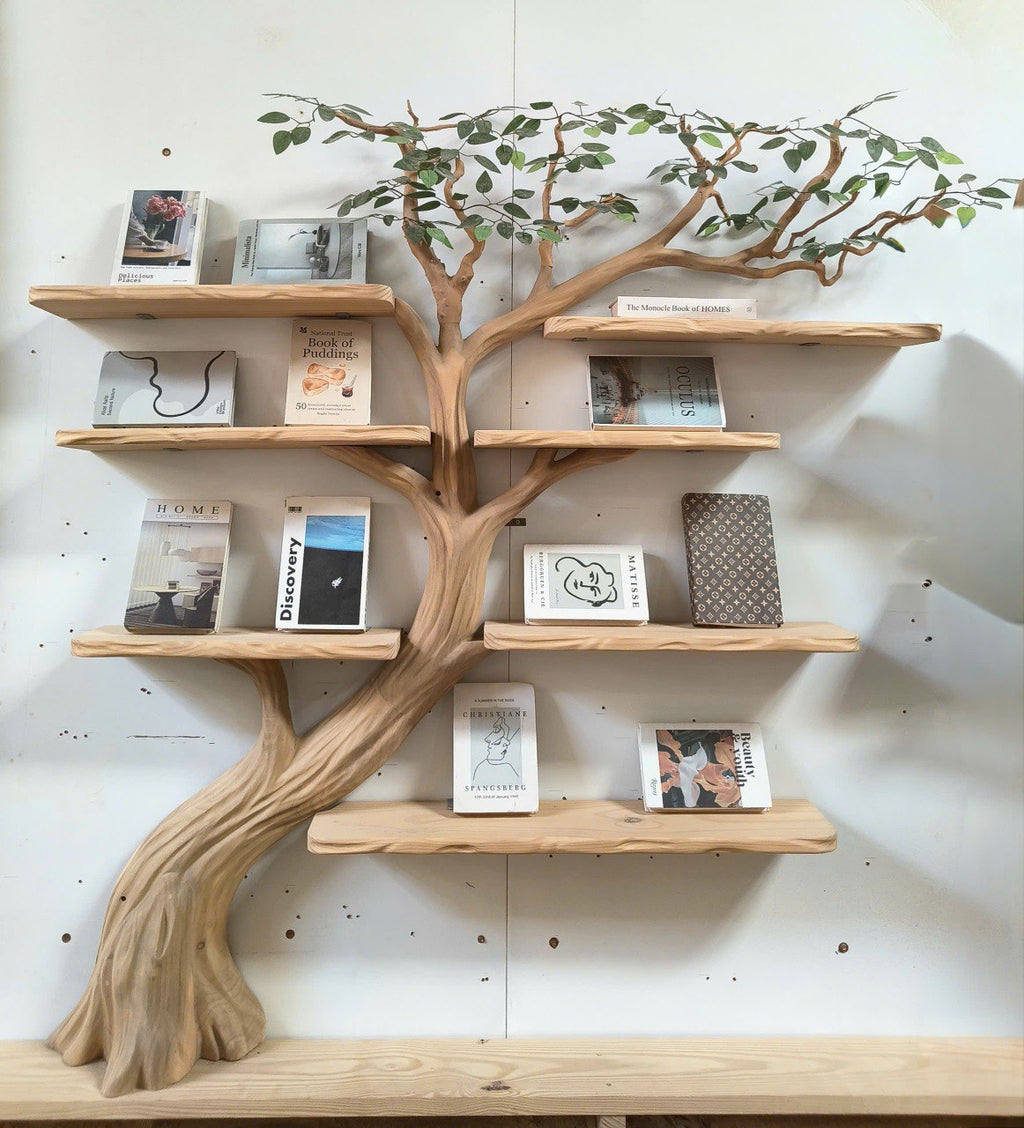 Rustic Organic Wood Tree Bookshelf