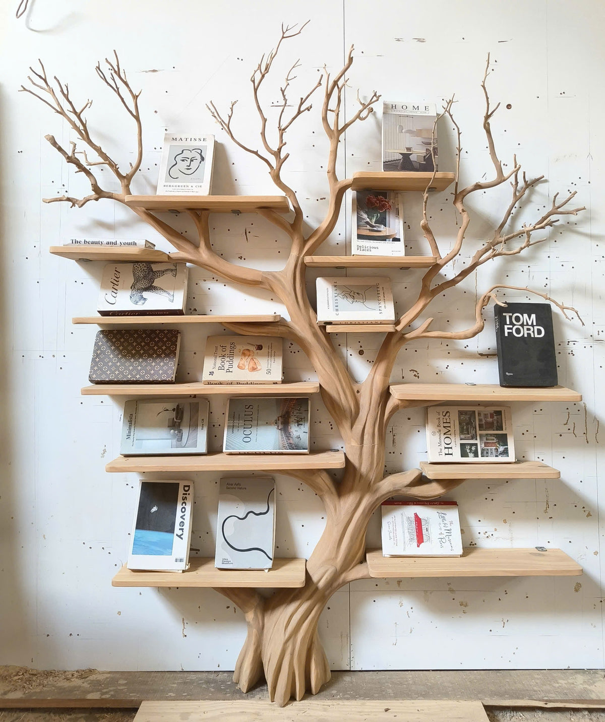 Handcrafted Tree Storage Bookcase Living Room