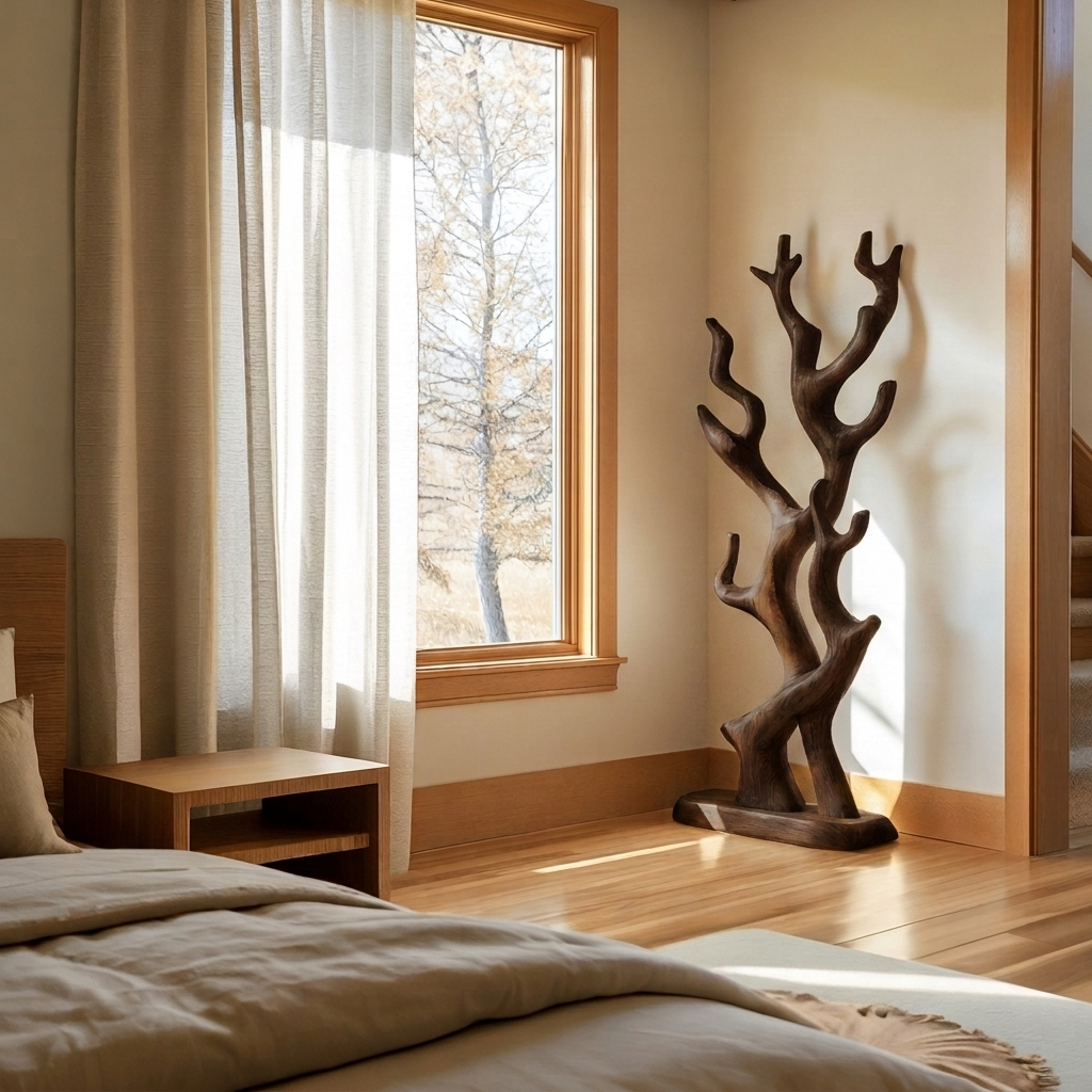 Rustic Tree Branch Coat Rack Stand