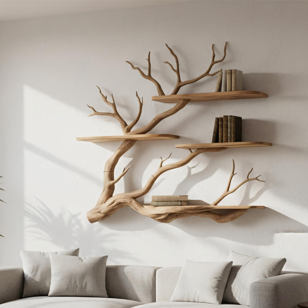 Nature Inspired Floating Wall Shelf