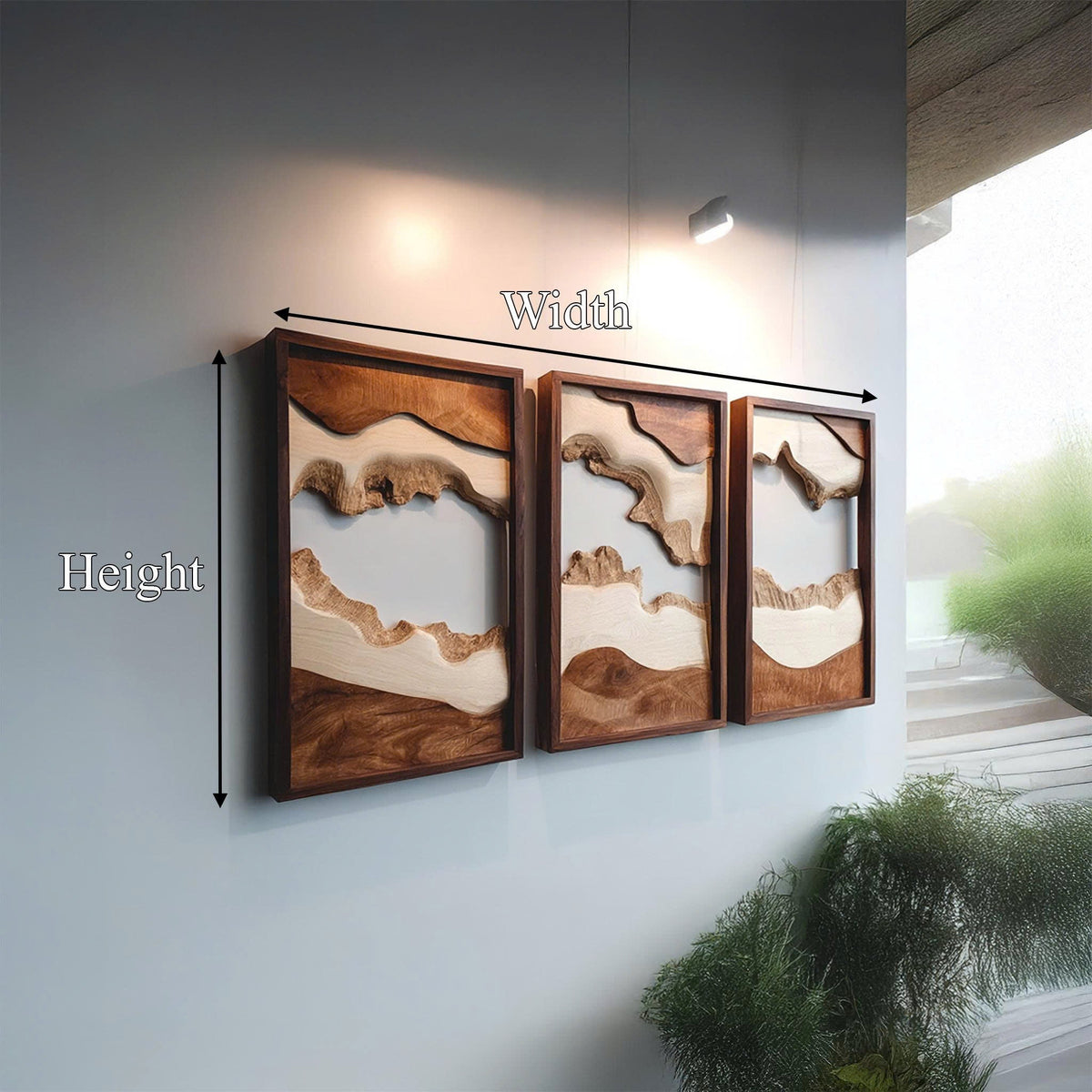 Handcarved Set Wooden Wall Panels Abstract Nature Art Interiors
